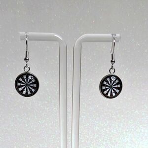Dartboard Darts Silver Drop Earrings